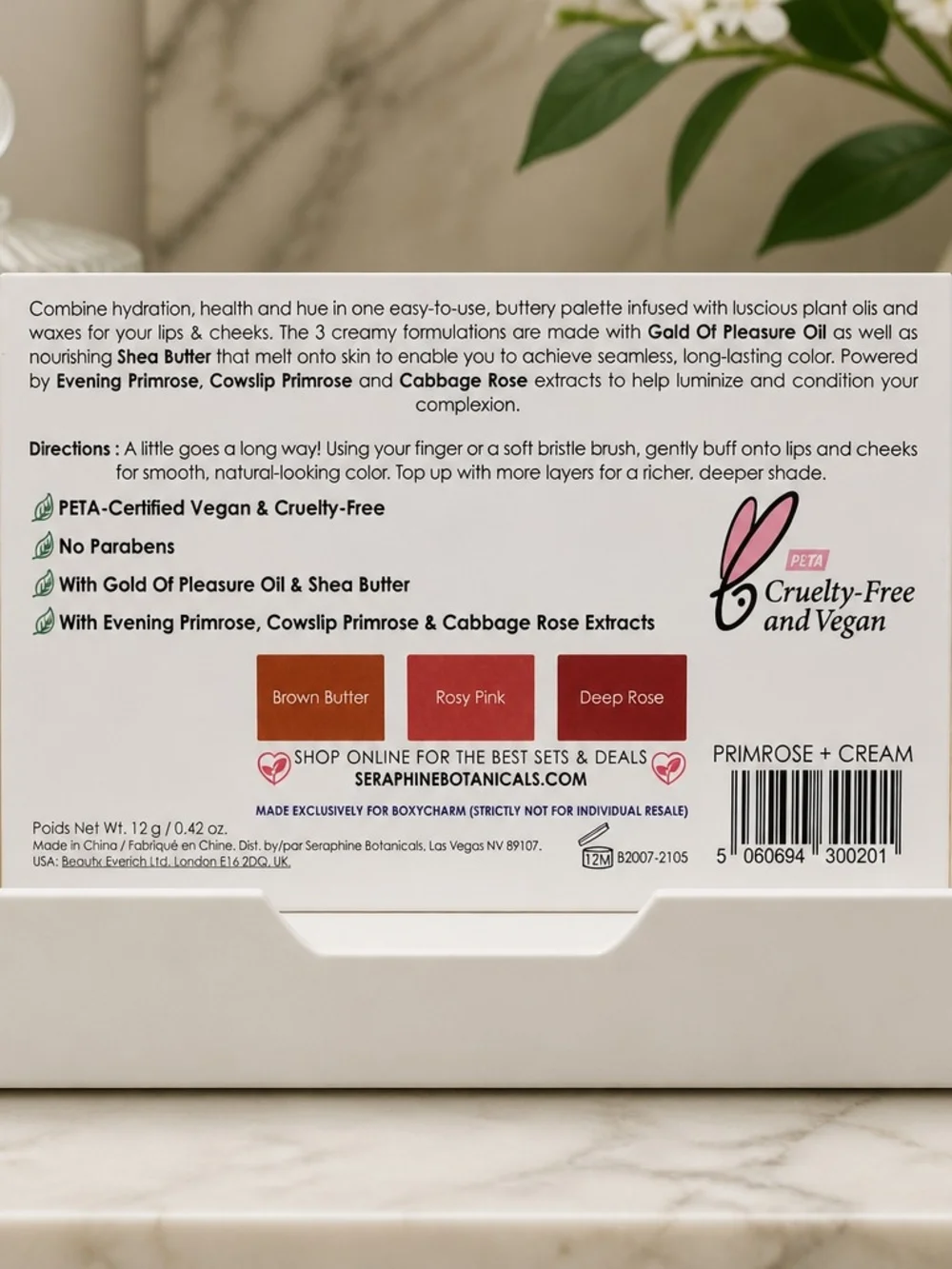 Seraphine Botanicals Primrose + Cream Lip & Cheek Cream Palette - NIB Vegan
